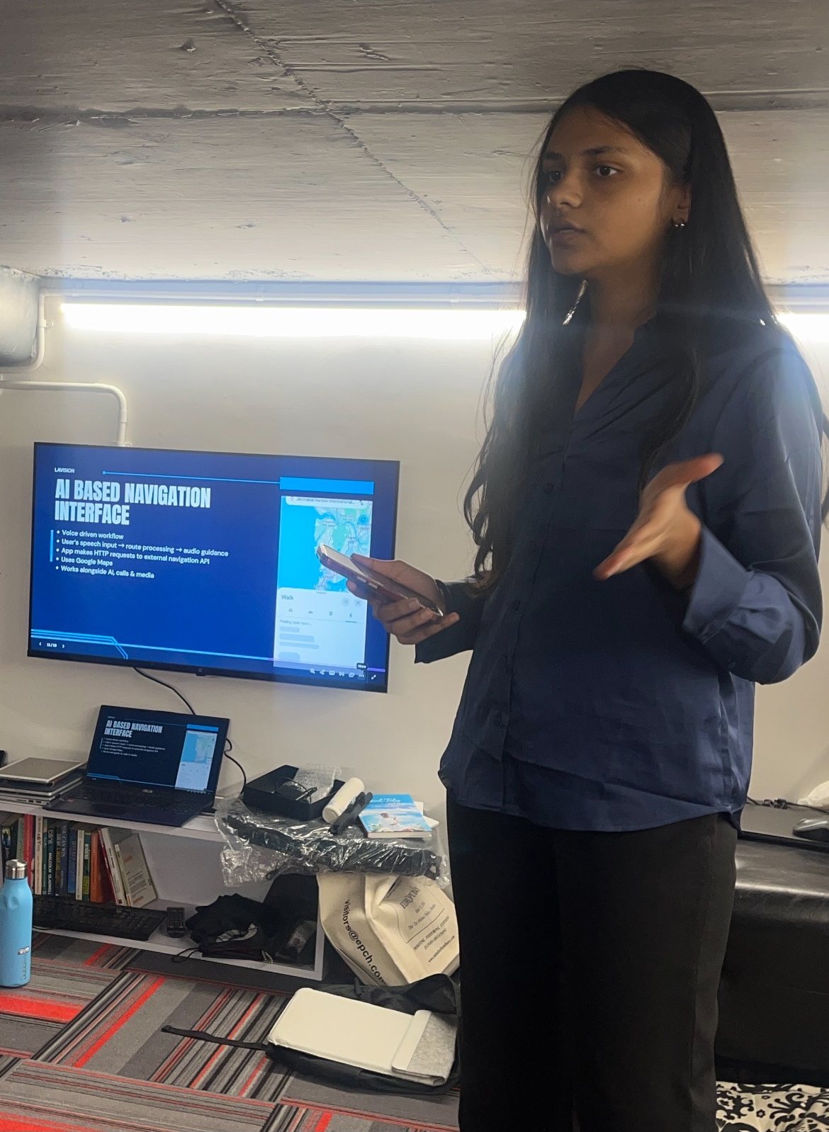 Anagha presenting the AI navigation interface