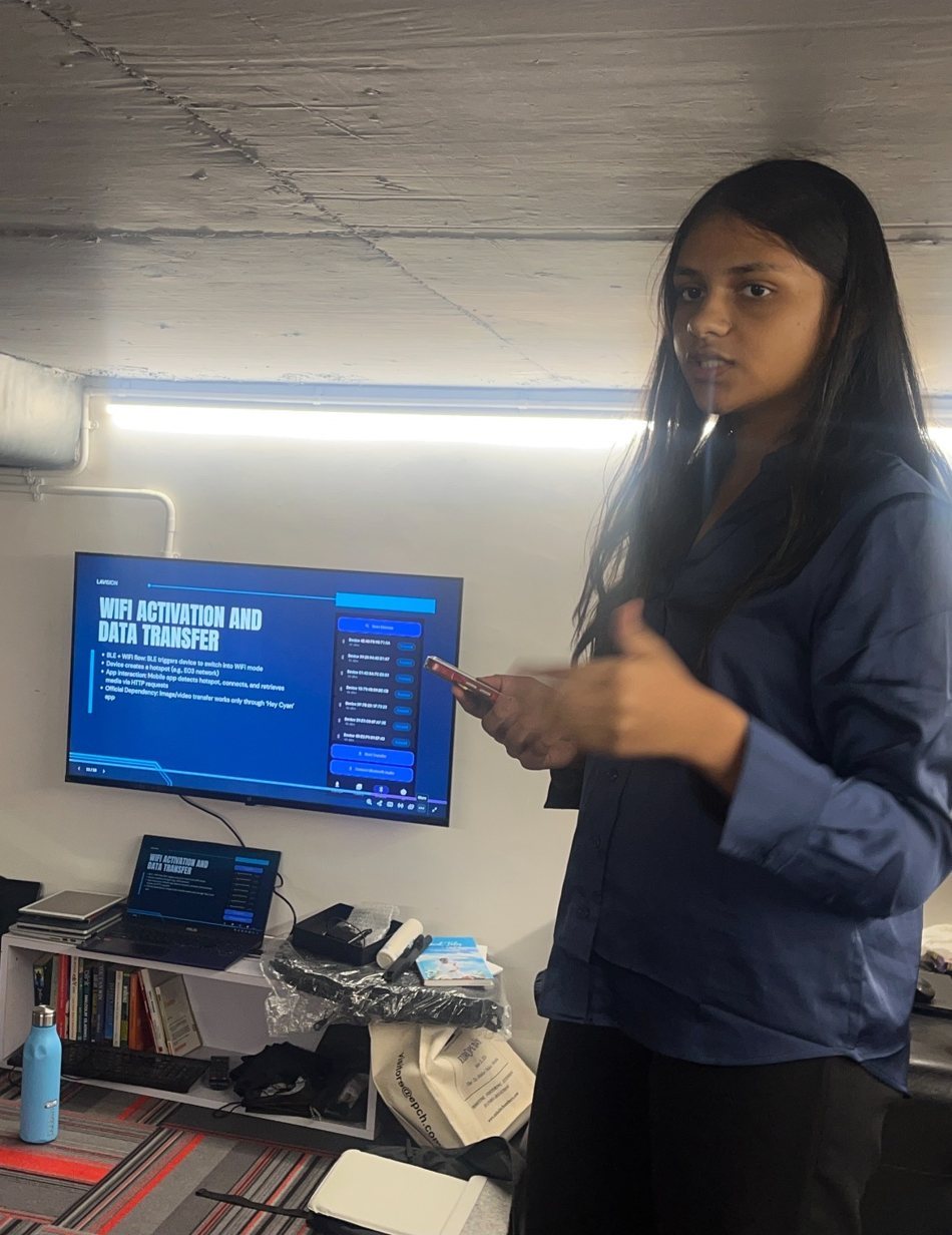 Anagha presenting the Wi-Fi activation and data transfer design